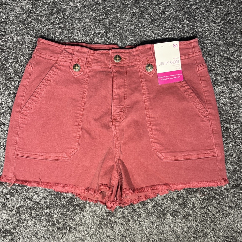 So High-Rise Utility Short 2.5 Inseam 11/30 Crimson Red Color Stretch Fit